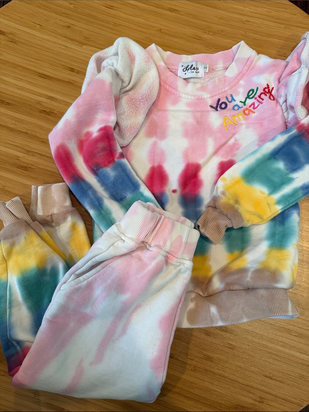 Lola and the Boys Kids Tie-Dye Sweatshirt & Joggers - Pink Multi